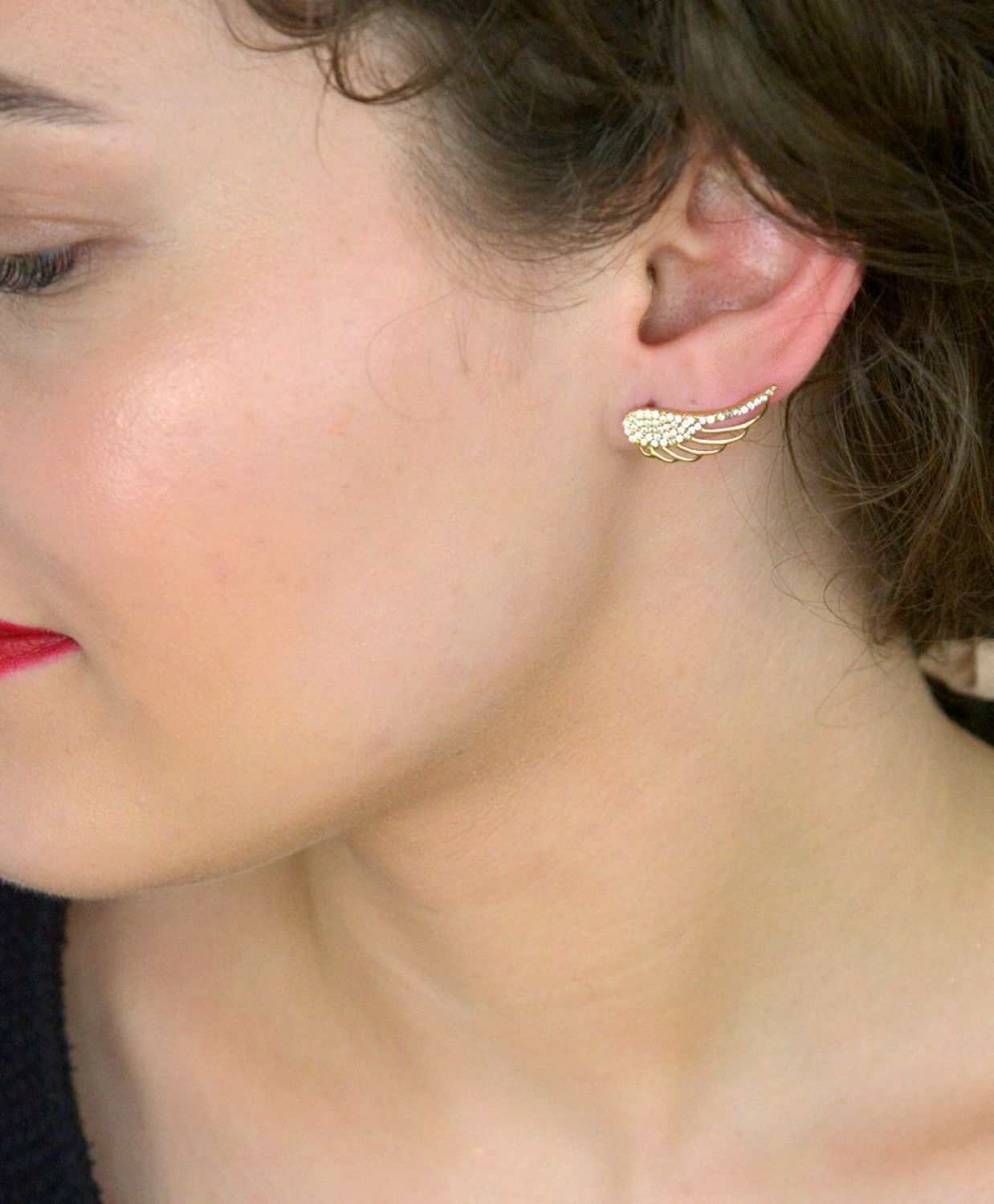 Kolczyki złote nausznice skrzydła z cyrkoniami pr 375, KL 4659 375.jpg